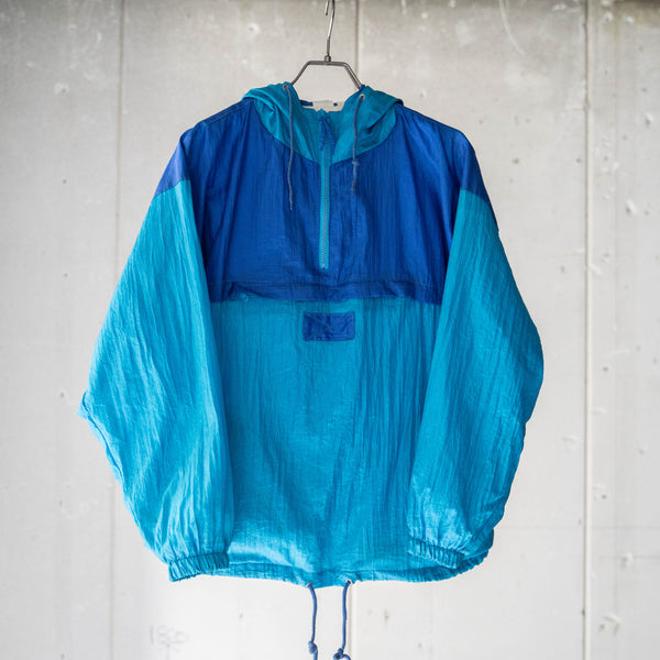 1980-90s 2tone blue nylon anorak parka