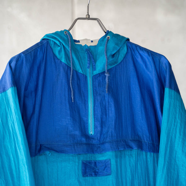 1980-90s 2tone blue nylon anorak parka