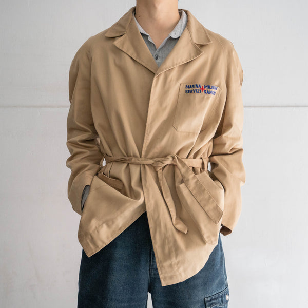 1950-60s Italian military beige color chino gown jacket  'dead stock'