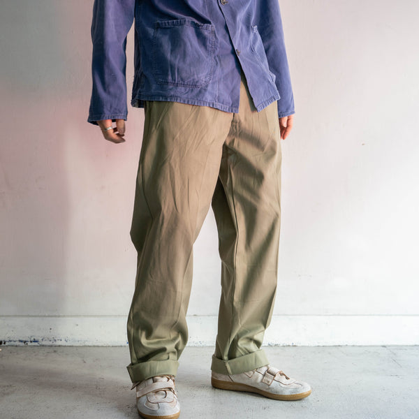 1970-80s Italian military chino pants -light green color- 'dead stock'