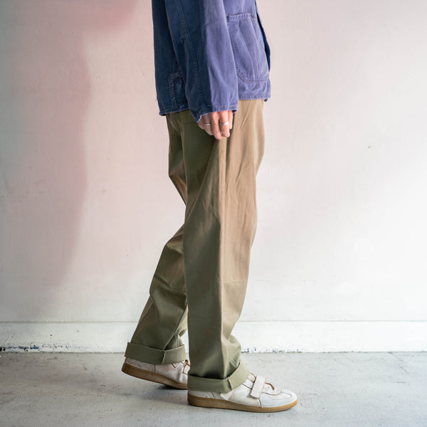 1970-80s Italian military chino pants -light green color- 'dead stock'