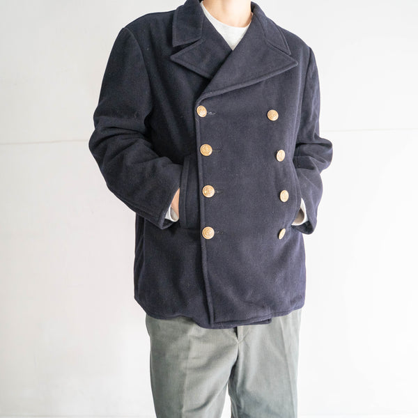 1960-70s italian navy wool p coat -dark navy-