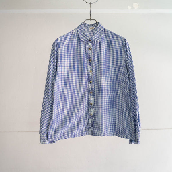 aroud1990s Germany blue gingham check tyrolean shirt