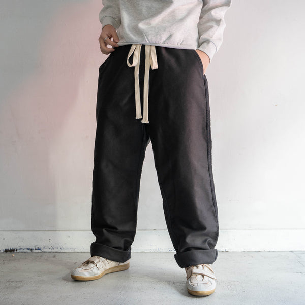 around 1970s France moleskin pants -waist remake & black dyed- 'dead stock'