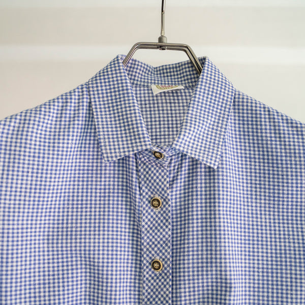 aroud1990s Germany blue gingham check tyrolean shirt