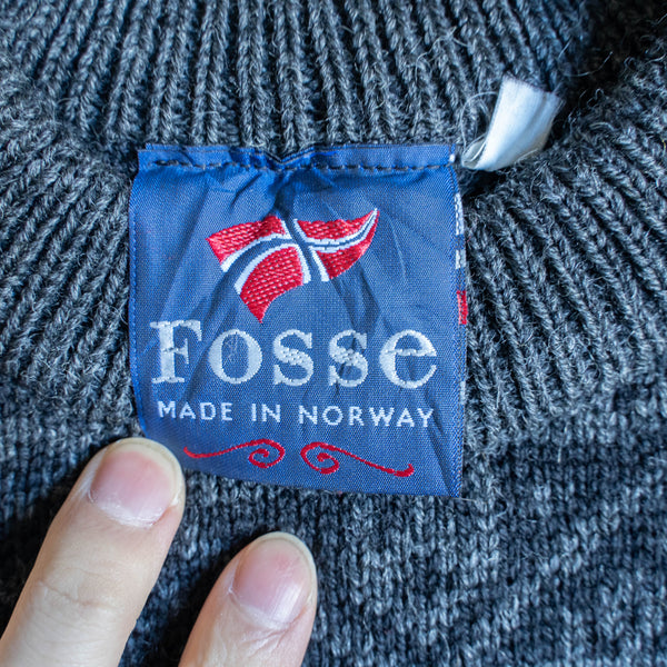 around1990s 'FOSSE' dark gray color nordic sweater -made in Norway-