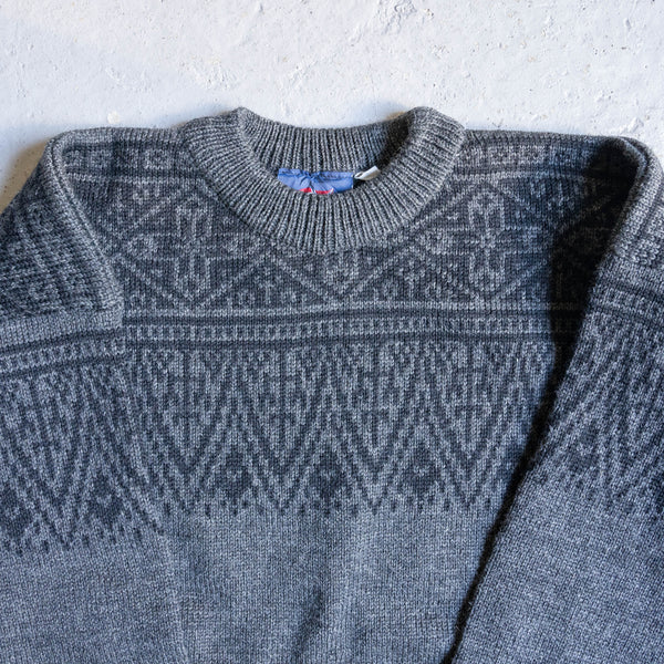 around1990s 'FOSSE' dark gray color nordic sweater -made in Norway-