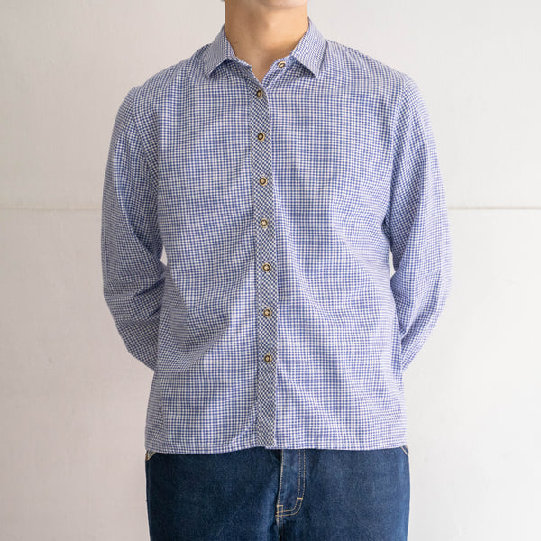 aroud1990s Germany blue gingham check tyrolean shirt