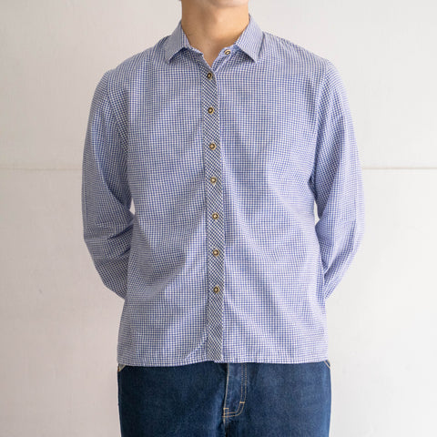 aroud1990s Germany blue gingham check tyrolean shirt