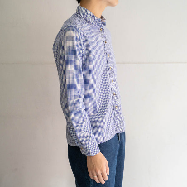 aroud1990s Germany blue gingham check tyrolean shirt