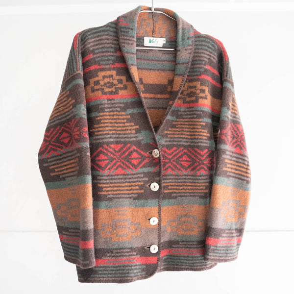 1980s REI cowichan sweater 'with metal button'