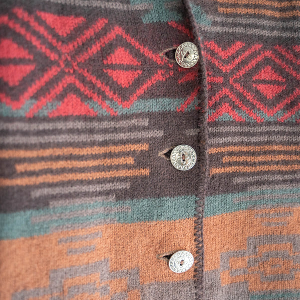 1980s REI cowichan sweater 'with metal button'