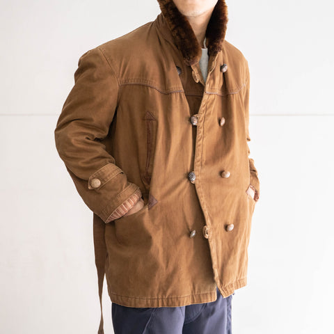 1970-80s Europa brown color canadian coat -with belt-