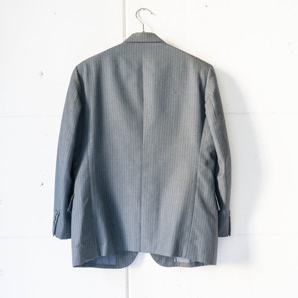 1980s Japan vintage navy × black stripe wool tailored jacket