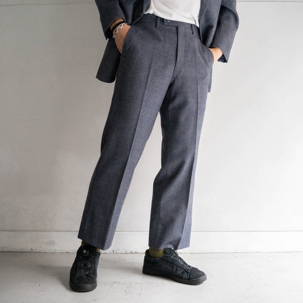 around 1980s Japan vintage gray base checked wool set up