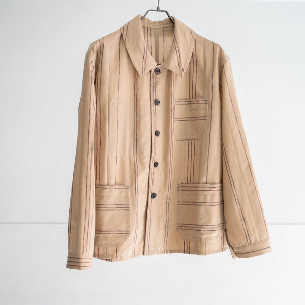 'KIMONO REMAKE' French work jacket type 'beige glitter stripe'