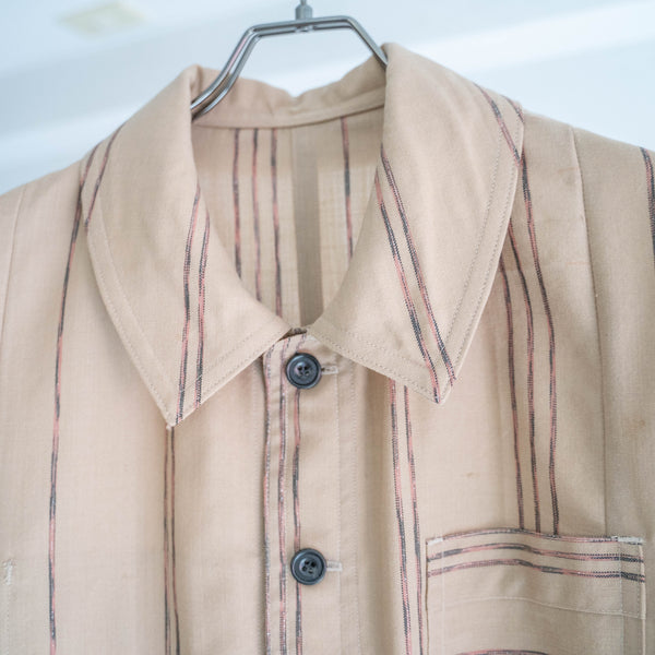 'KIMONO REMAKE' French work jacket type 'beige glitter stripe'