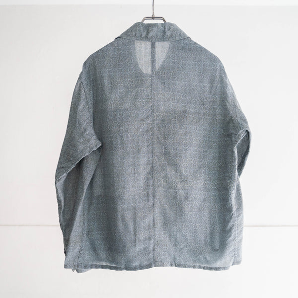 'KIMONO REMAKE' French work jacket type 'silver blue weave'