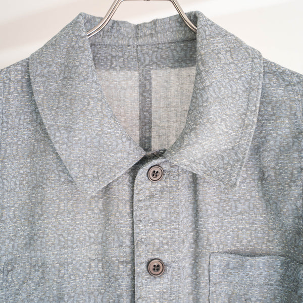 'KIMONO REMAKE' French work jacket type 'silver blue weave'