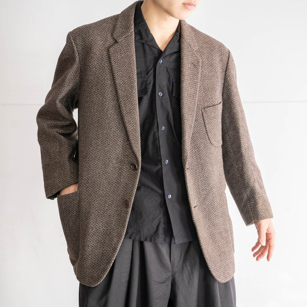 1970s japan vintage brown based woven tailored jacket