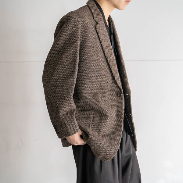 1970s japan vintage brown based woven tailored jacket