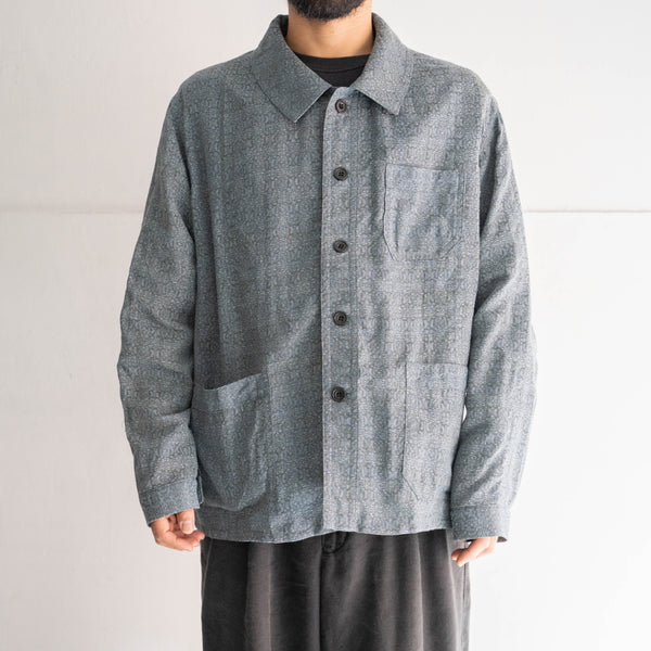 'KIMONO REMAKE' French work jacket type 'silver blue weave'