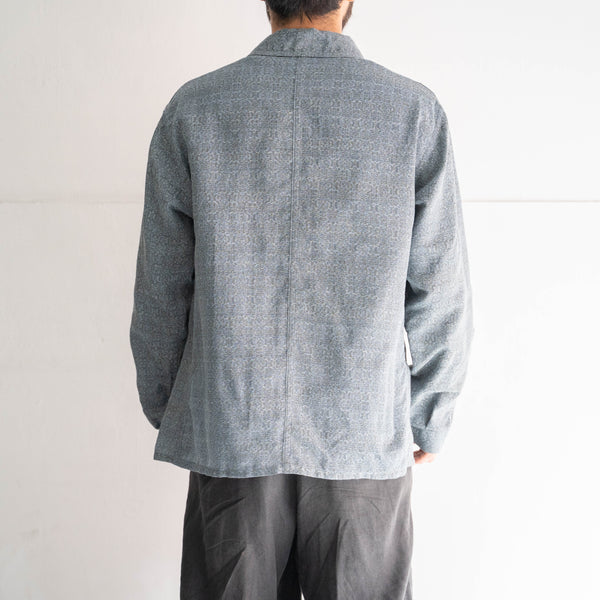 'KIMONO REMAKE' French work jacket type 'silver blue weave'