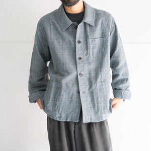 'KIMONO REMAKE' French work jacket type 'silver blue weave'