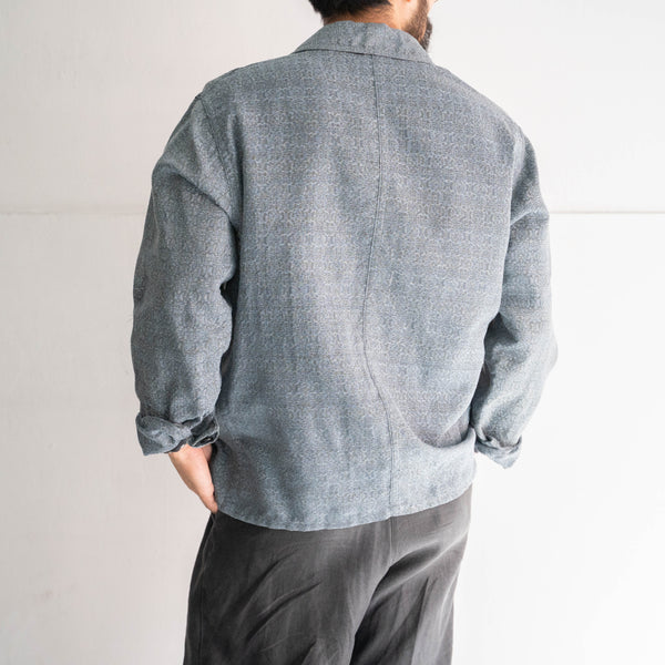 'KIMONO REMAKE' French work jacket type 'silver blue weave'