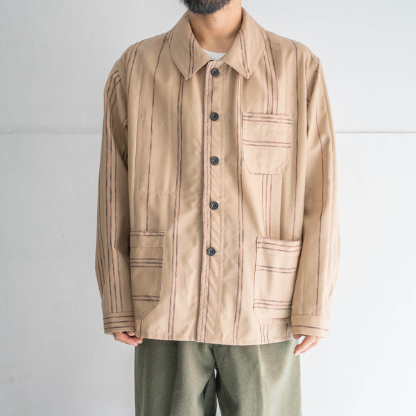 'KIMONO REMAKE' French work jacket type 'beige glitter stripe'