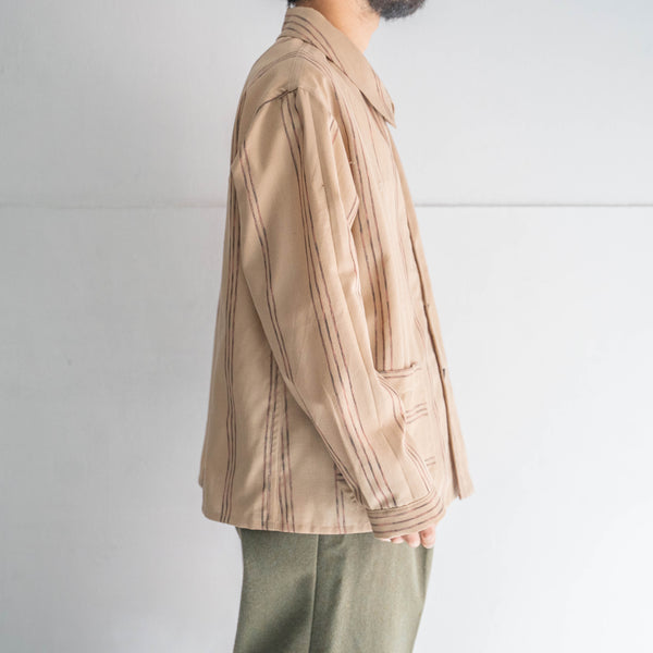 'KIMONO REMAKE' French work jacket type 'beige glitter stripe'