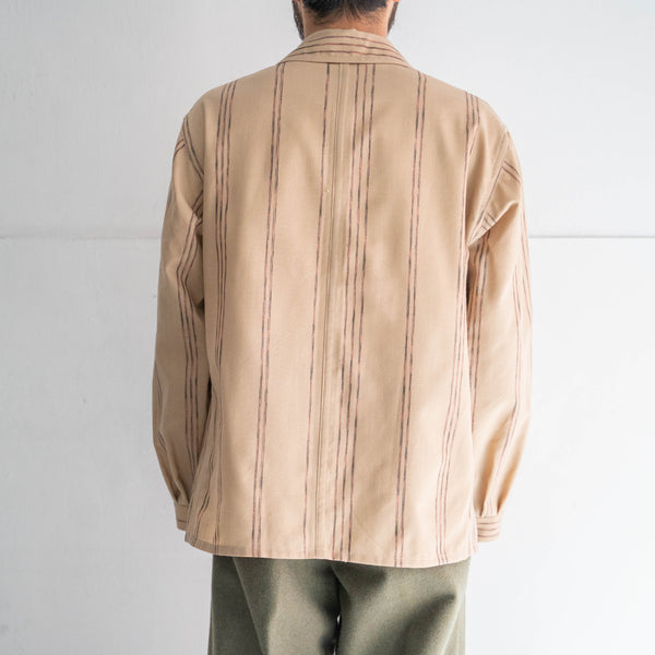 'KIMONO REMAKE' French work jacket type 'beige glitter stripe'