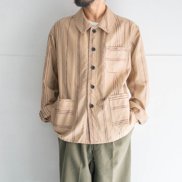 'KIMONO REMAKE' French work jacket type 'beige glitter stripe'