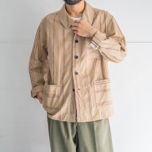 'KIMONO REMAKE' French work jacket type 'beige glitter stripe'