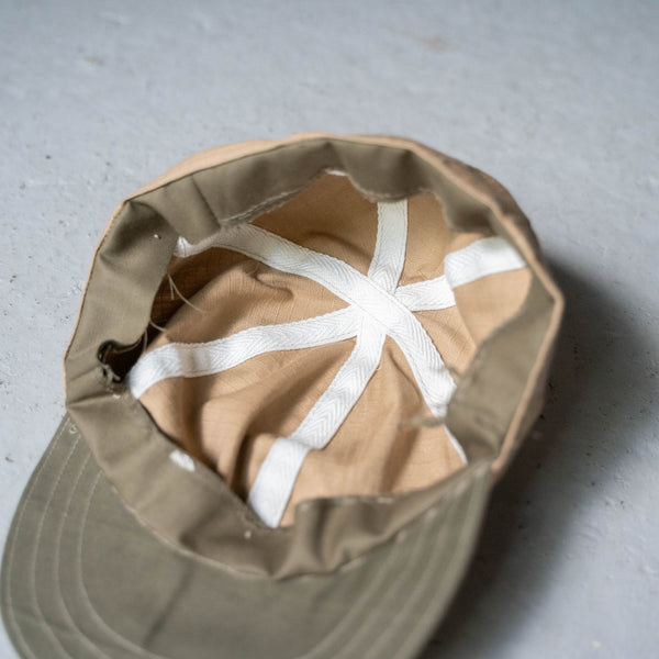 military fabric beige color mechanic cap 'remake'