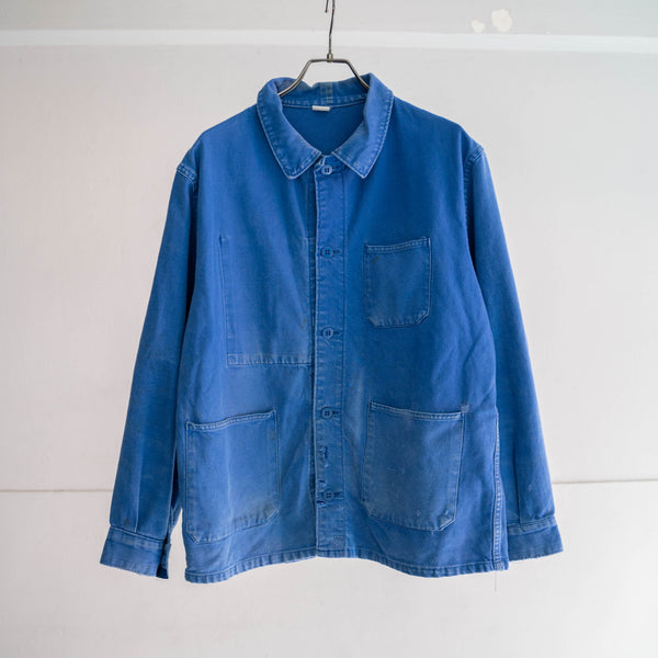 around 1980s France light blue work jacket -good boro-