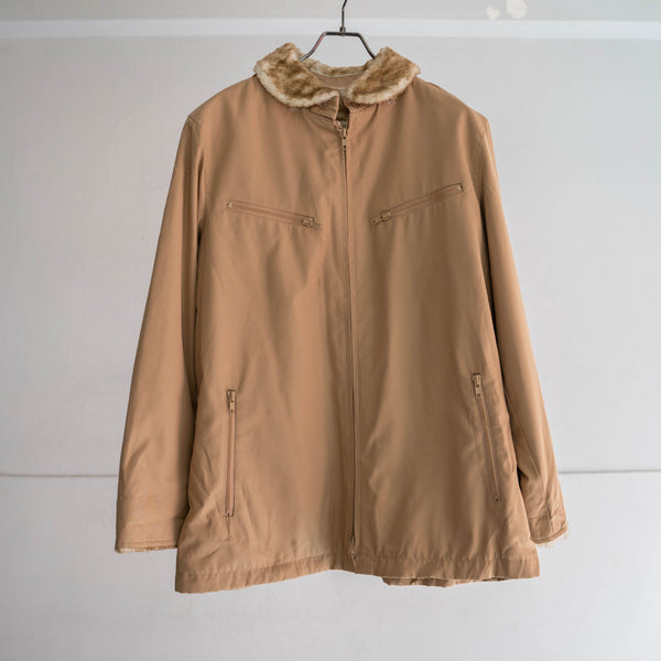 1970-80s 'LONDON FOG' beige double zip blouson with fur