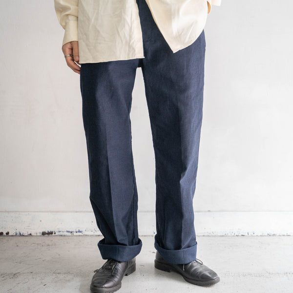 around 1970s France Adolphe Lafont cotton twill work pants -black dyed- 'dead stock'
