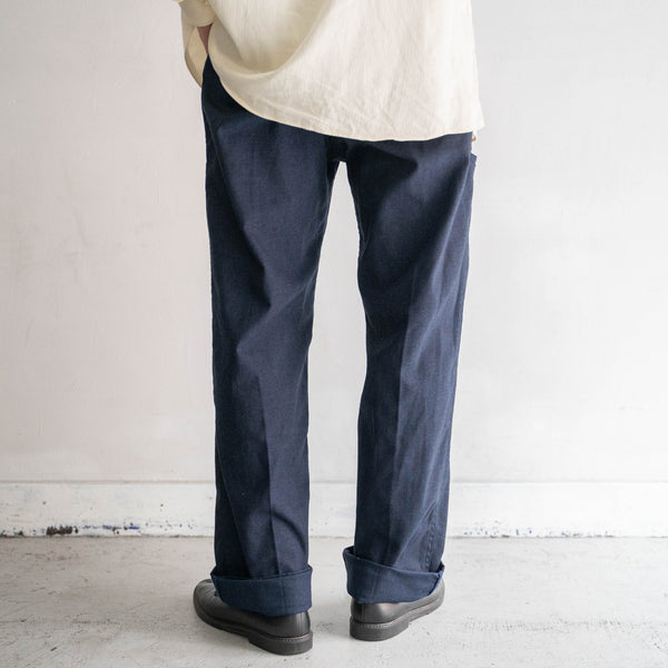 around 1970s France Adolphe Lafont cotton twill work pants -black dyed- 'dead stock'