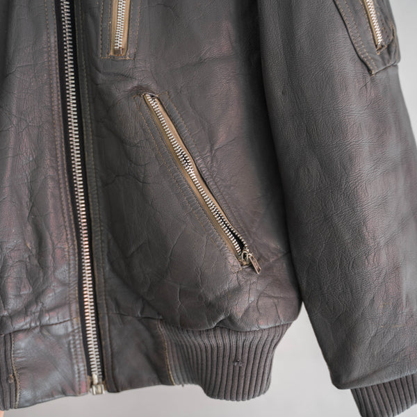 1980-00s German military pilot leather jacket with pockets