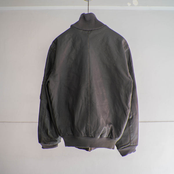 1980-00s German military pilot leather jacket with pockets
