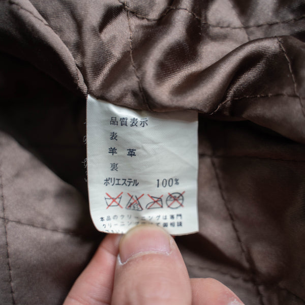 around 1990s brown sheep skin stand collar half coat