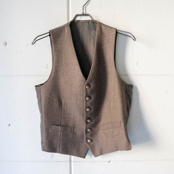 around1970s Japan vintage brown wool stripe gilet