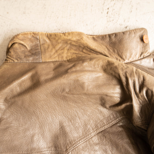 around 1990s brown sheep skin stand collar half coat
