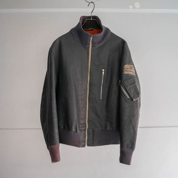 1980-00s German military pilot leather jacket -dark gray-