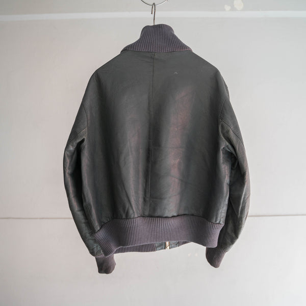 1980-00s German military pilot leather jacket -dark gray-