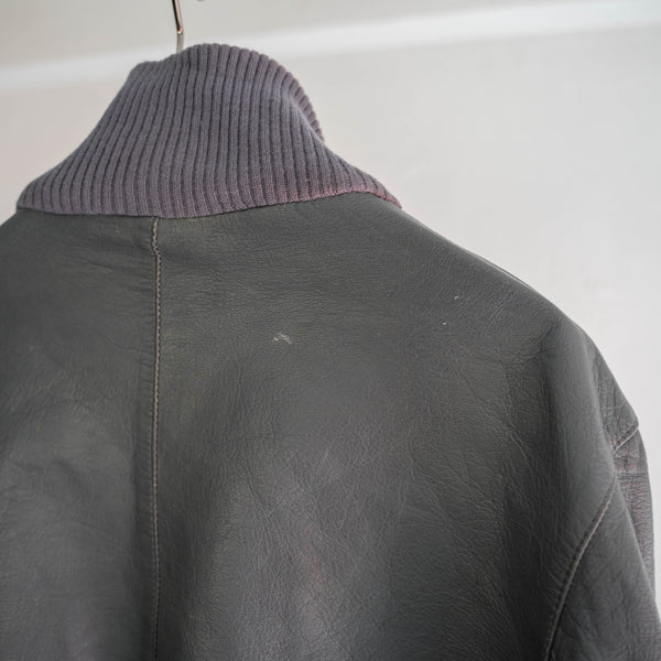 1980-00s German military pilot leather jacket -dark gray-