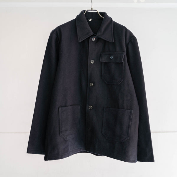 1970-80s Europe dark navy wool work jacket 'dead stock'