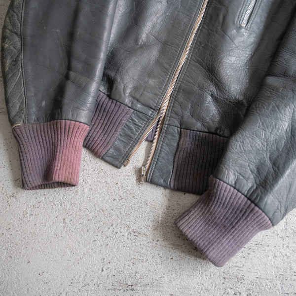 1980-00s German military pilot leather jacket -dark gray-