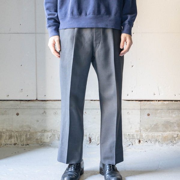 around1960s Japan vintage gray wool stripe pants